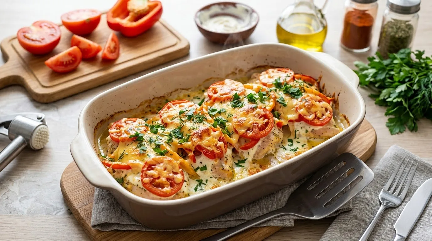 🍅 Сочное куриное филе под овощами: идеальный ужин за 30 минут!