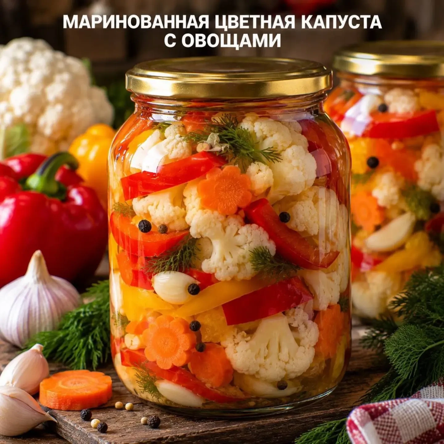 🥦 МАРИНОВАННАЯ ЦВЕТНАЯ КАПУСТА С ОВОЩАМИ
