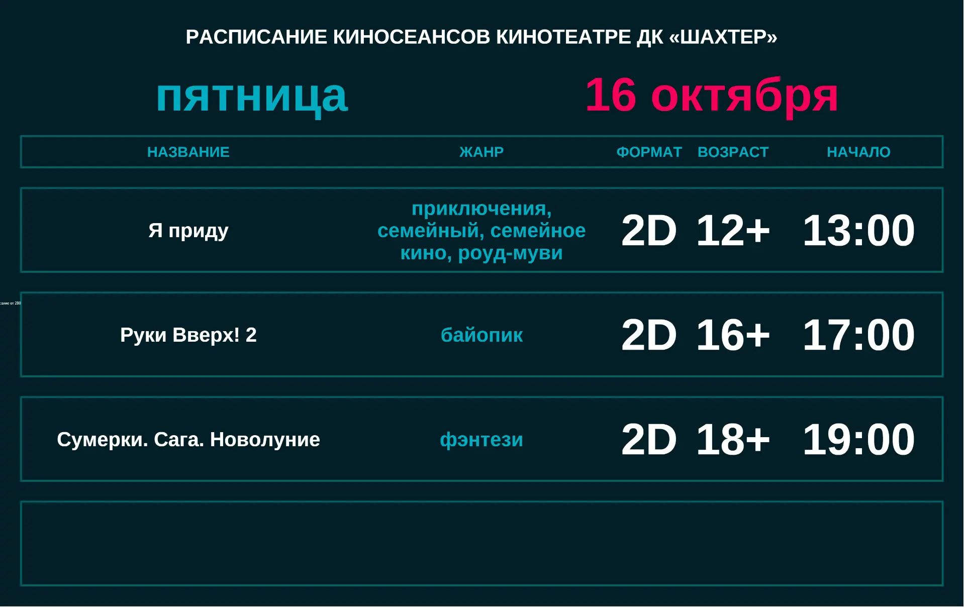 Сегодня в прокате