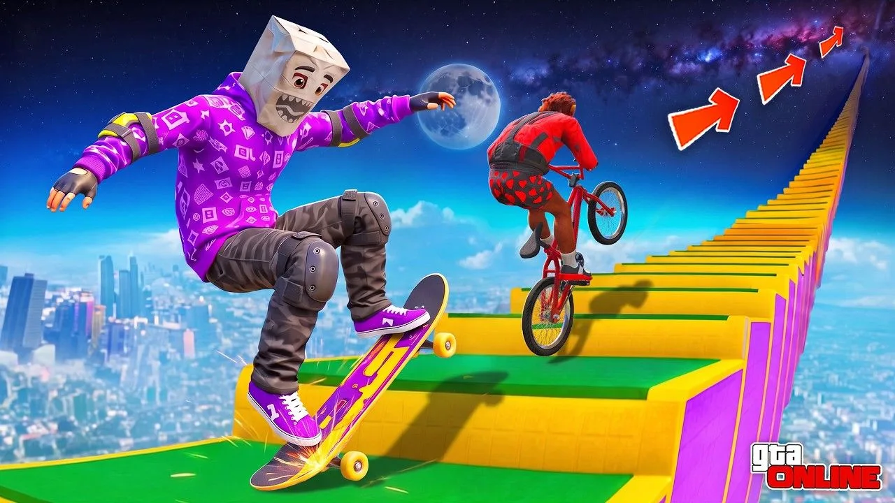 [Джел] КАК ДАЛЕКО СКЕЙТ И BMX СМОГУТ ЗАБРАТЬСЯ ПО СТУПЕНЬКАМ ЛЕСТНИЦЫ В КОСМОС? ЭКСПЕРИ...