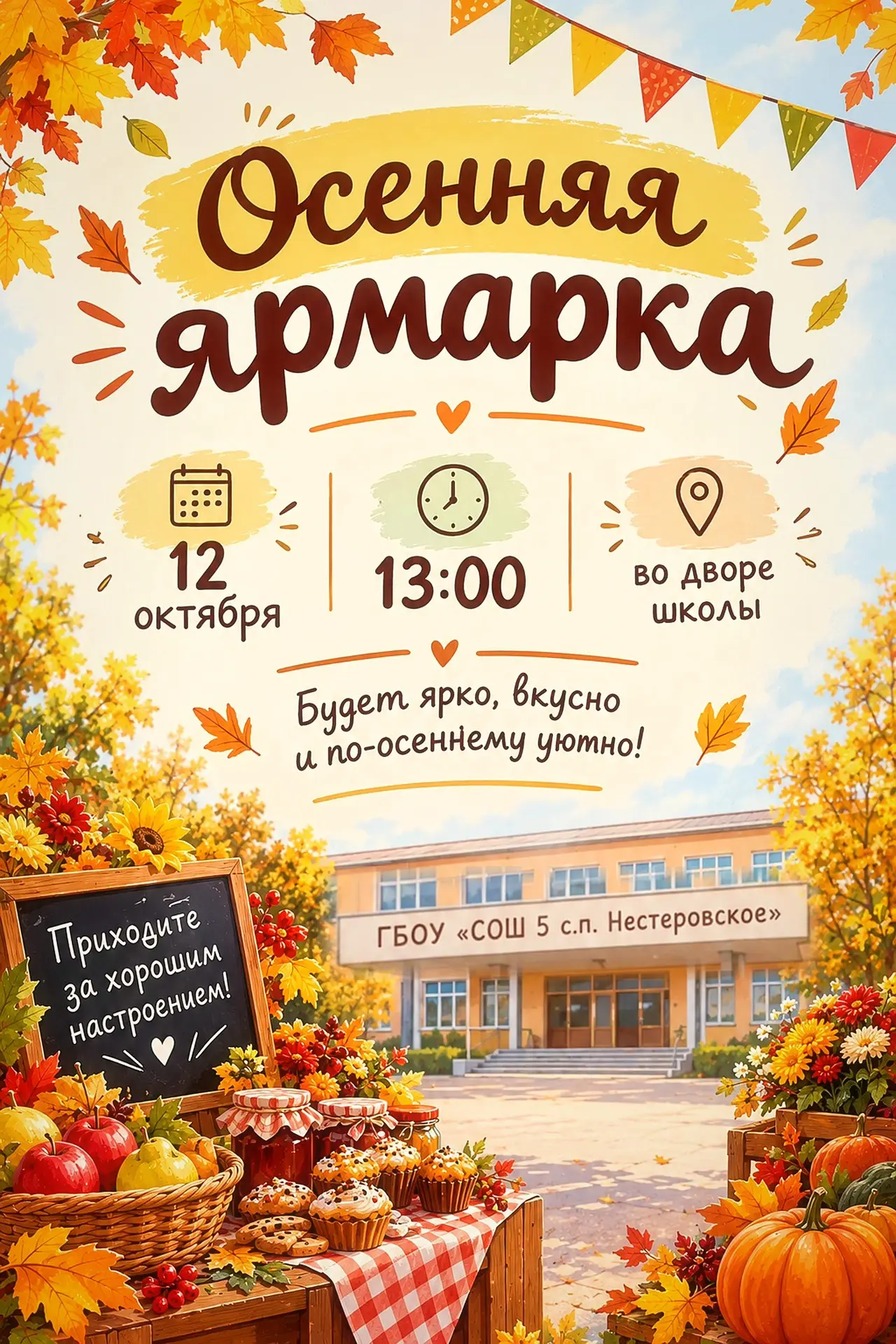 🍂 Осенняя ярмарка в нашей школе! 🍂 Приглашаем всех на яркий осенний праздник! 📅 12 о...