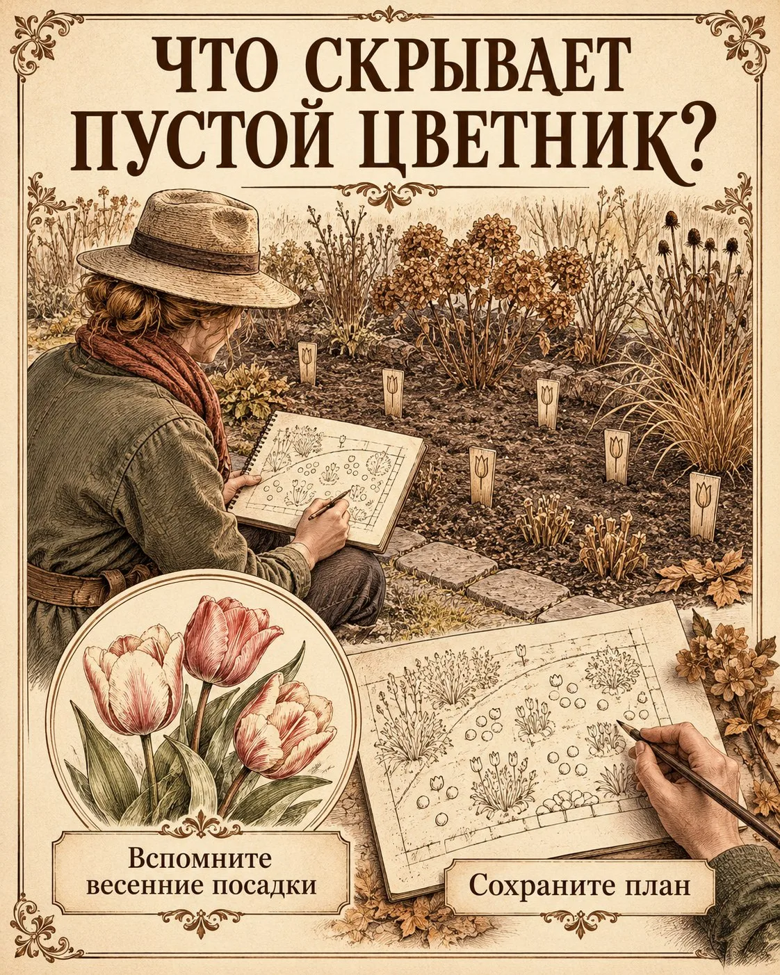 🌷 Осенью цветник выглядит пустым, и хочется сразу перекопать его под новые посадки?
