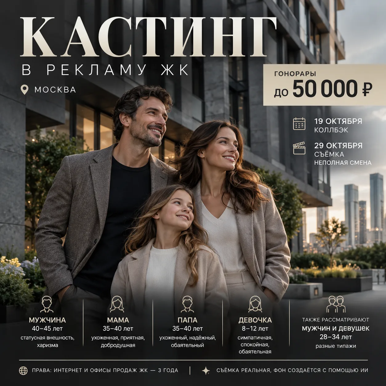 🎬 МОСКВА | КАСТИНГ В РЕКЛАМУ ЖК