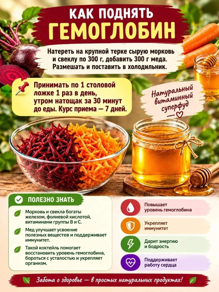 🧡 Поднимите уровень гемоглобина с помощью натуральных продуктов!