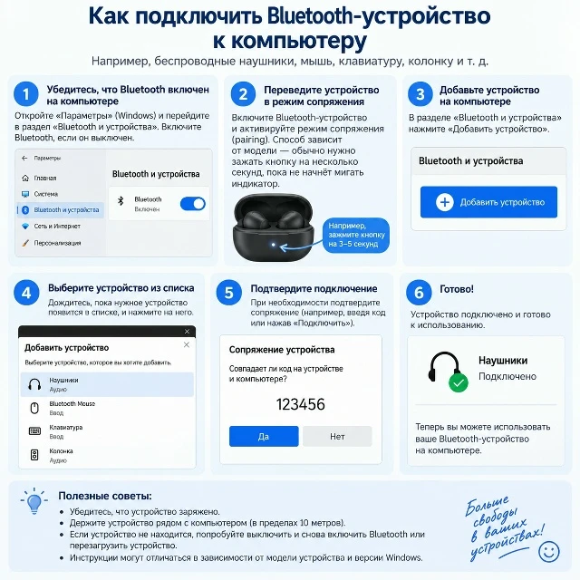 🎧 Как подключить Bluetooth-устройство к компьютеру