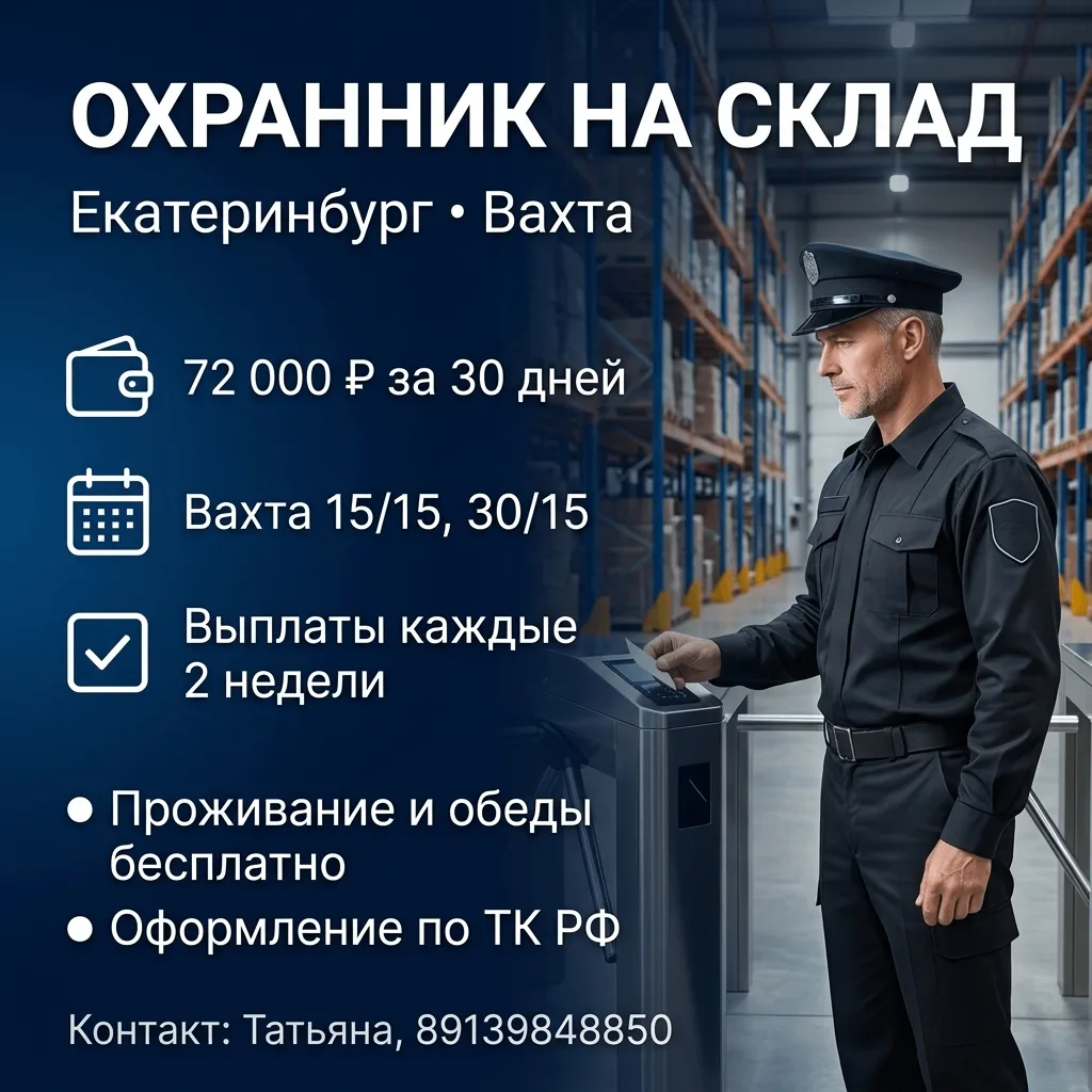 ЕКАТЕРИНБУРГ, вахта с проживанием