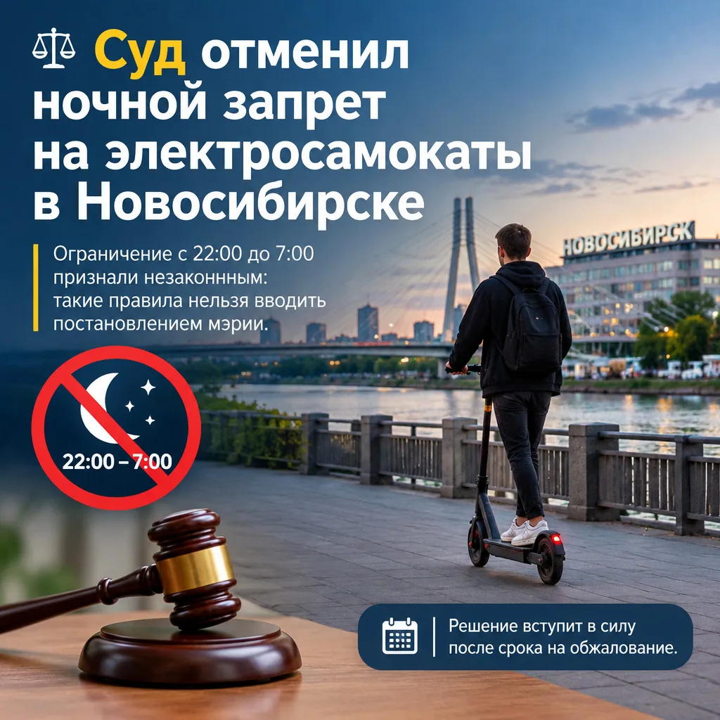 🛴 Суд отменил ночной запрет на электросамокаты в Новосибирске