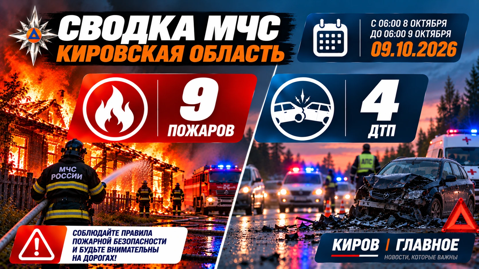 🚨 За прошедшие сутки подразделения МЧС России в Кировской области ликвидировали послед...