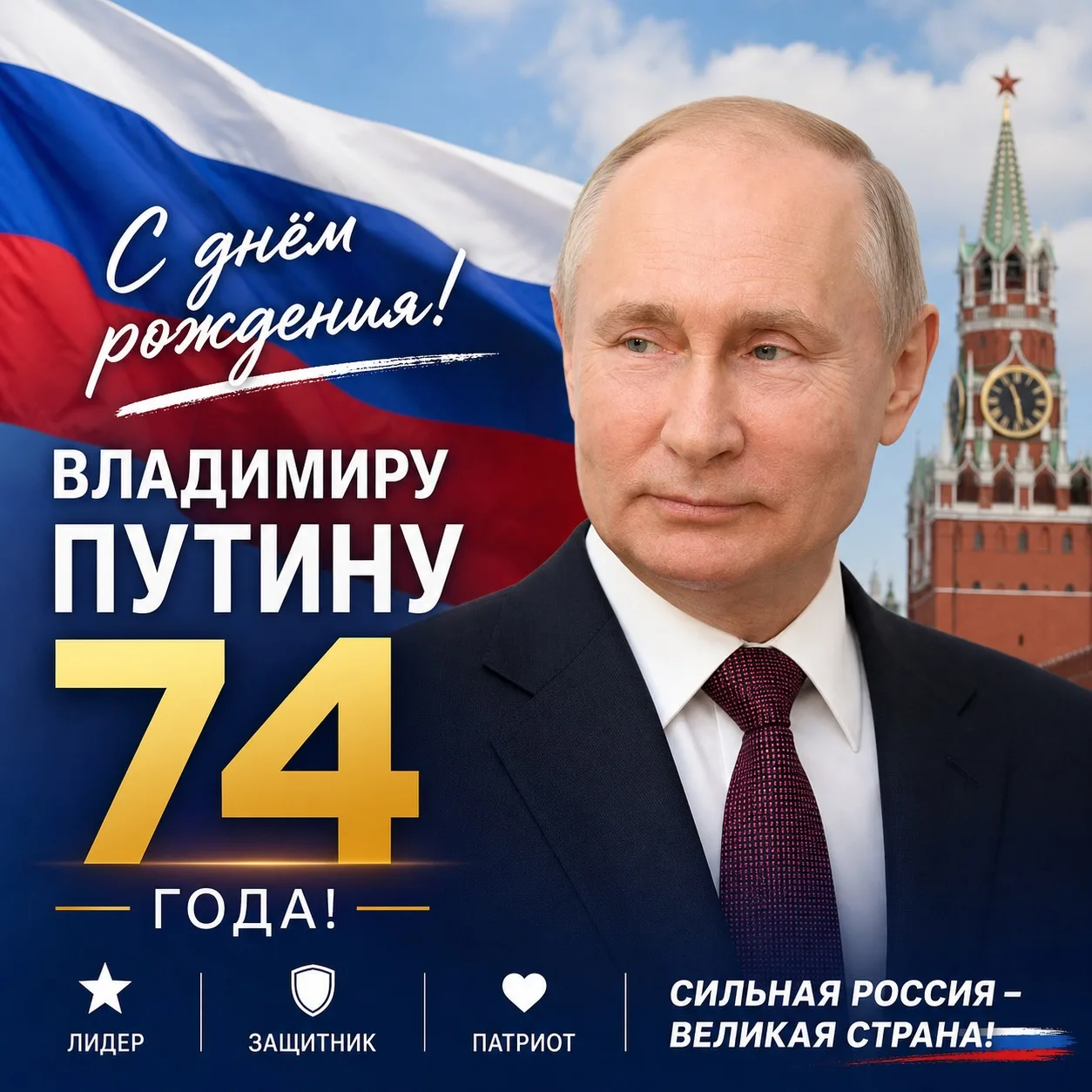 🇷🇺 Владимиру Путину 74 года!