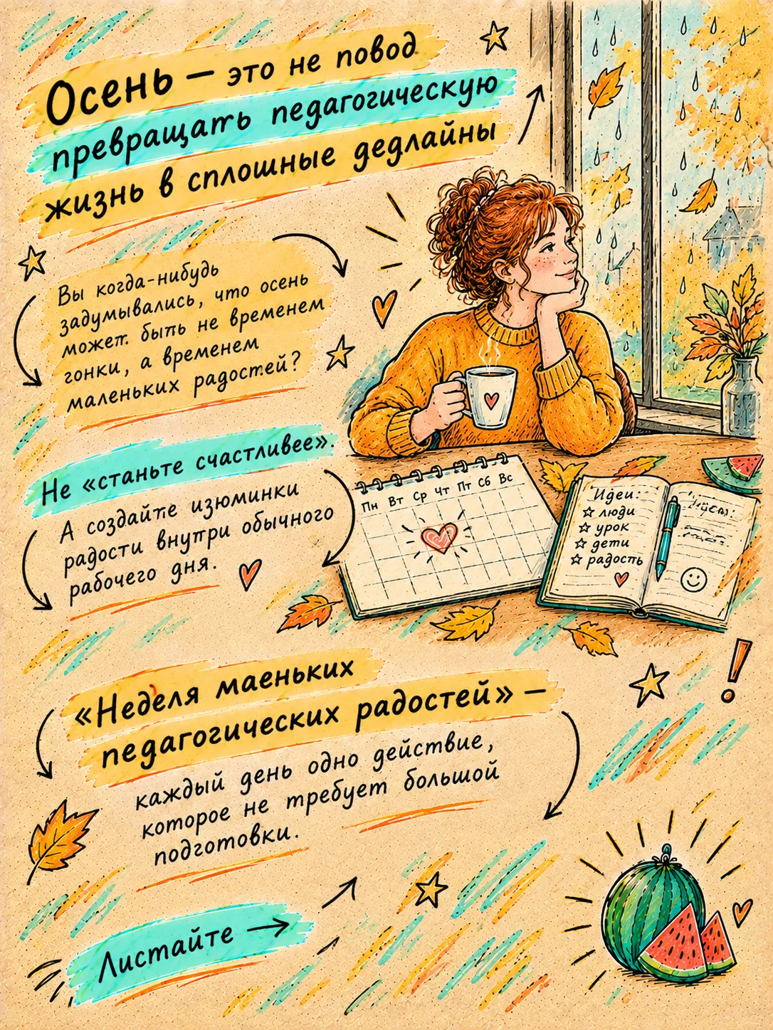 Осень - это не повод превращать педагогическую жизнь в сплошные дедлайны, согласны?