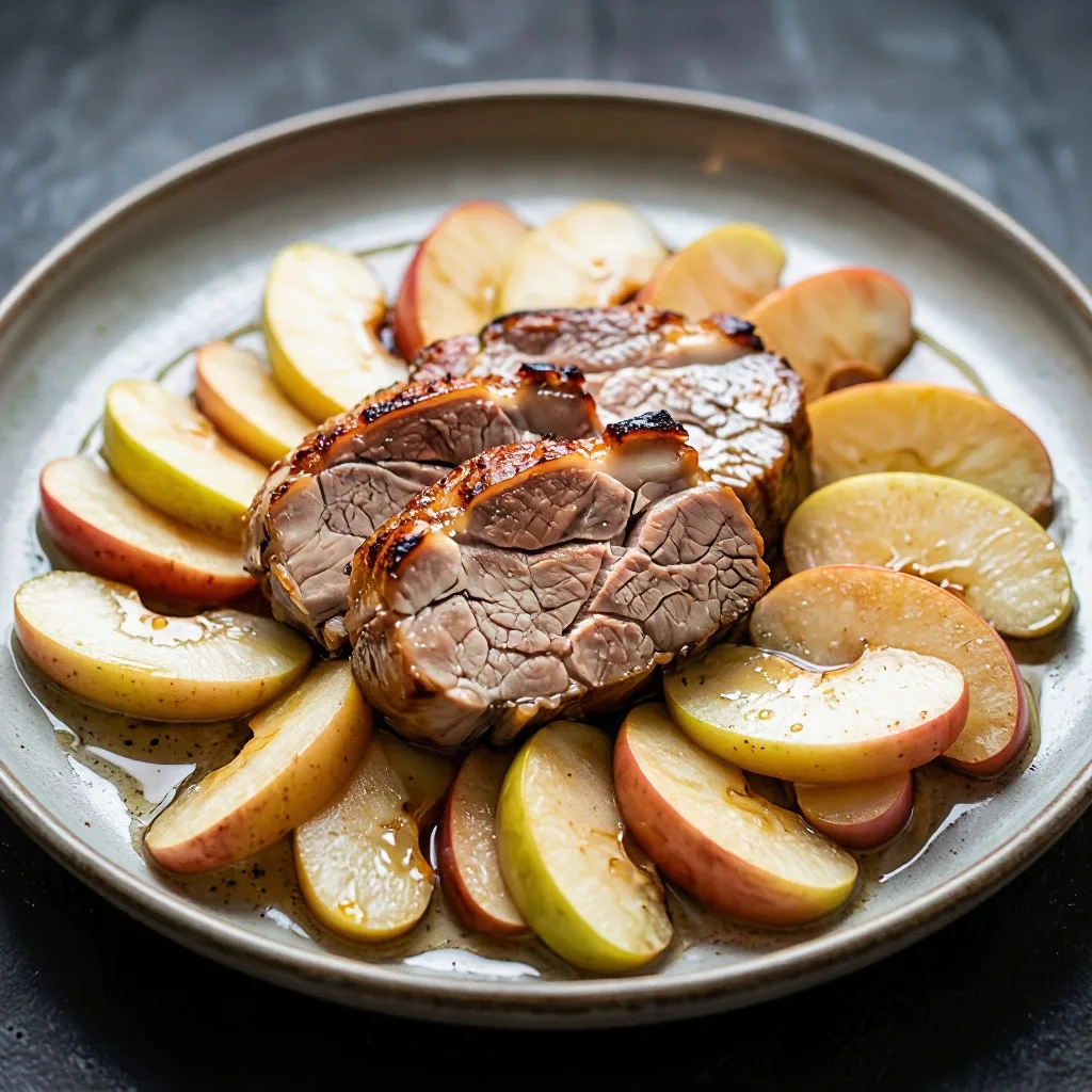 🍏🥩 Хотите удивить близких необычным блюдом? Попробуйте свинину, запечённую с яблоками...