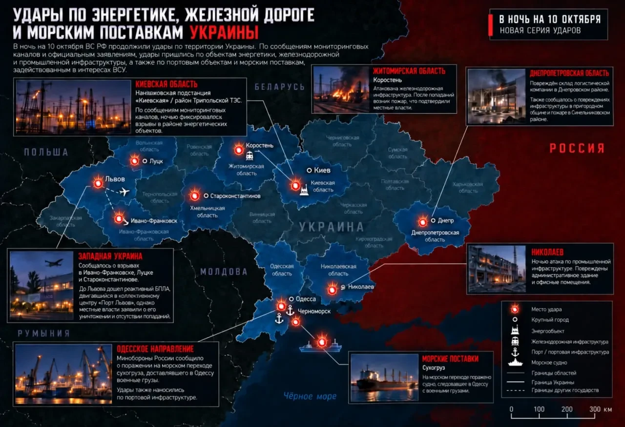 ⚡️ Ночная сводка ударов по Украине: энергетика, железная дорога и морские поставки