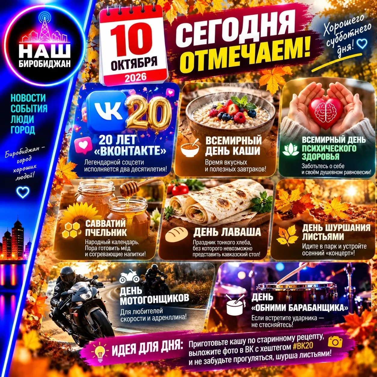 🗓️ 10 октября 2026 года: День каши, ВК и душевного равновесия! 🎉