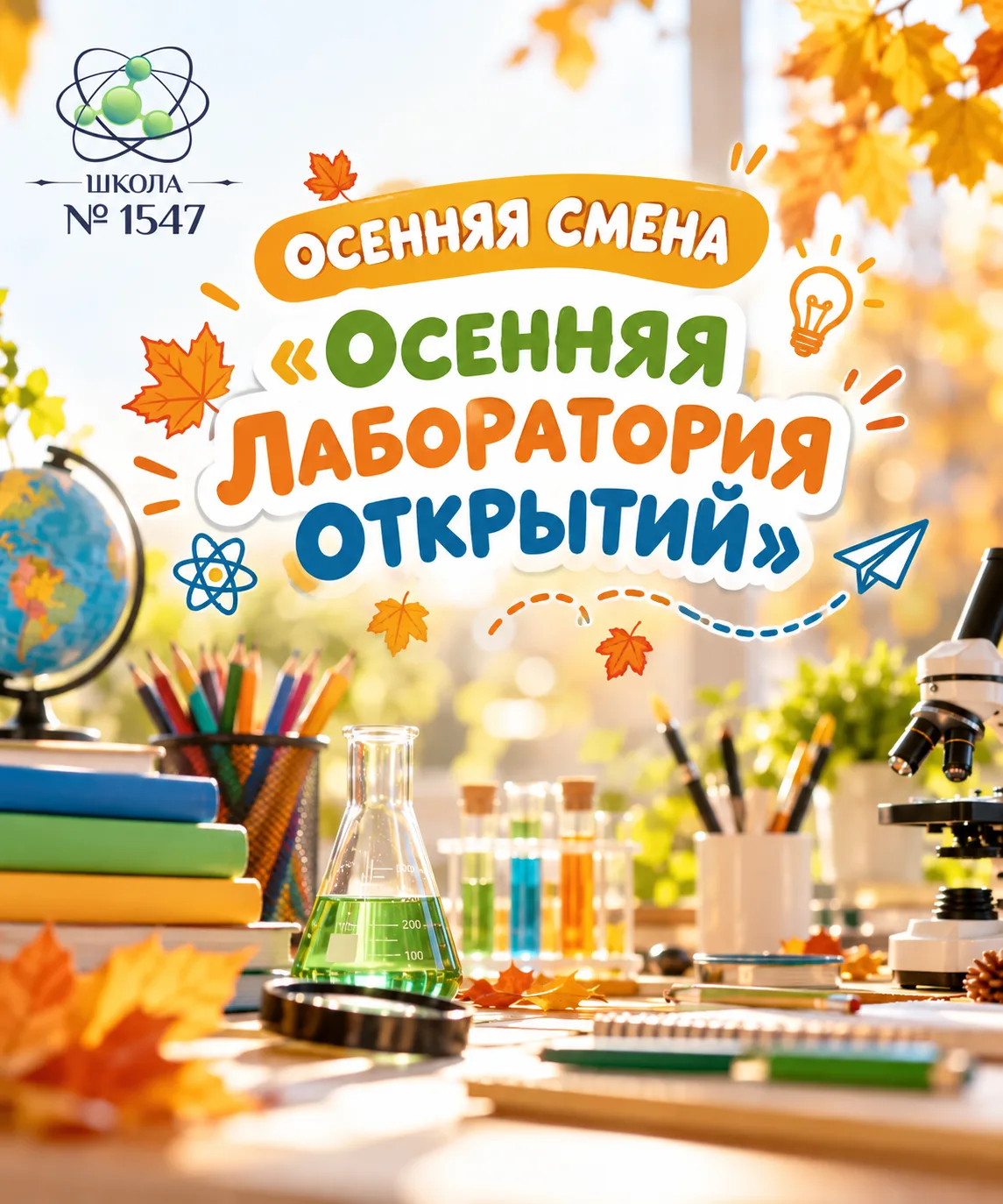 🍂🔬 ОСЕННЯЯ СМЕНА «ОСЕННЯЯ ЛАБОРАТОРИЯ ОТКРЫТИЙ» В ШКОЛЕ № 1547!