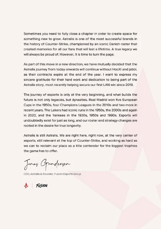 🪑🇩🇰 Astralis отправили jabbi и HooXi на скамейку