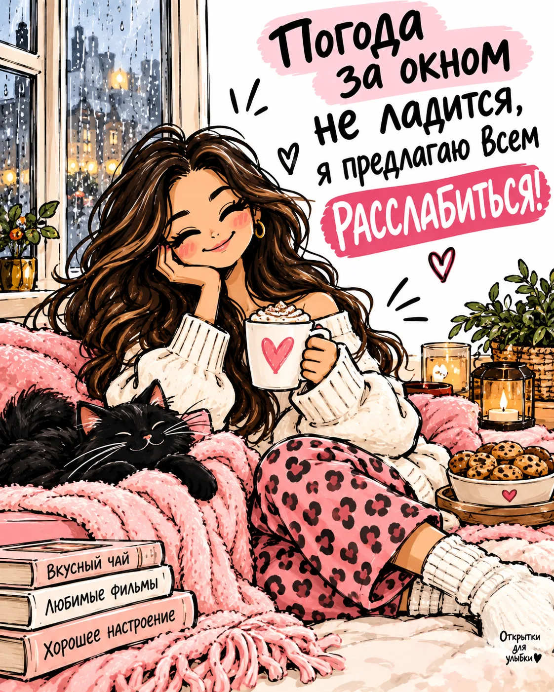 ☕ Если за окном дождь, у меня официальное разрешение на плед, вкусняшки и полное отсутс...