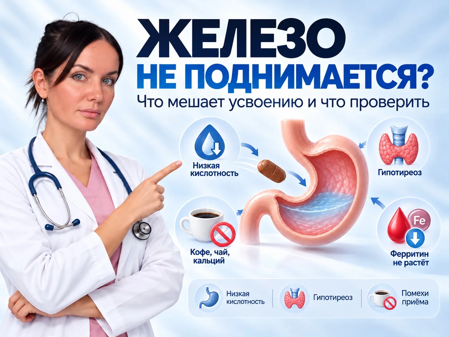ЖЕЛЕЗО ПЬЁТЕ МЕСЯЦАМИ, А ФЕРРИТИН НЕ РАСТЁТ? ПОЧЕМУ?