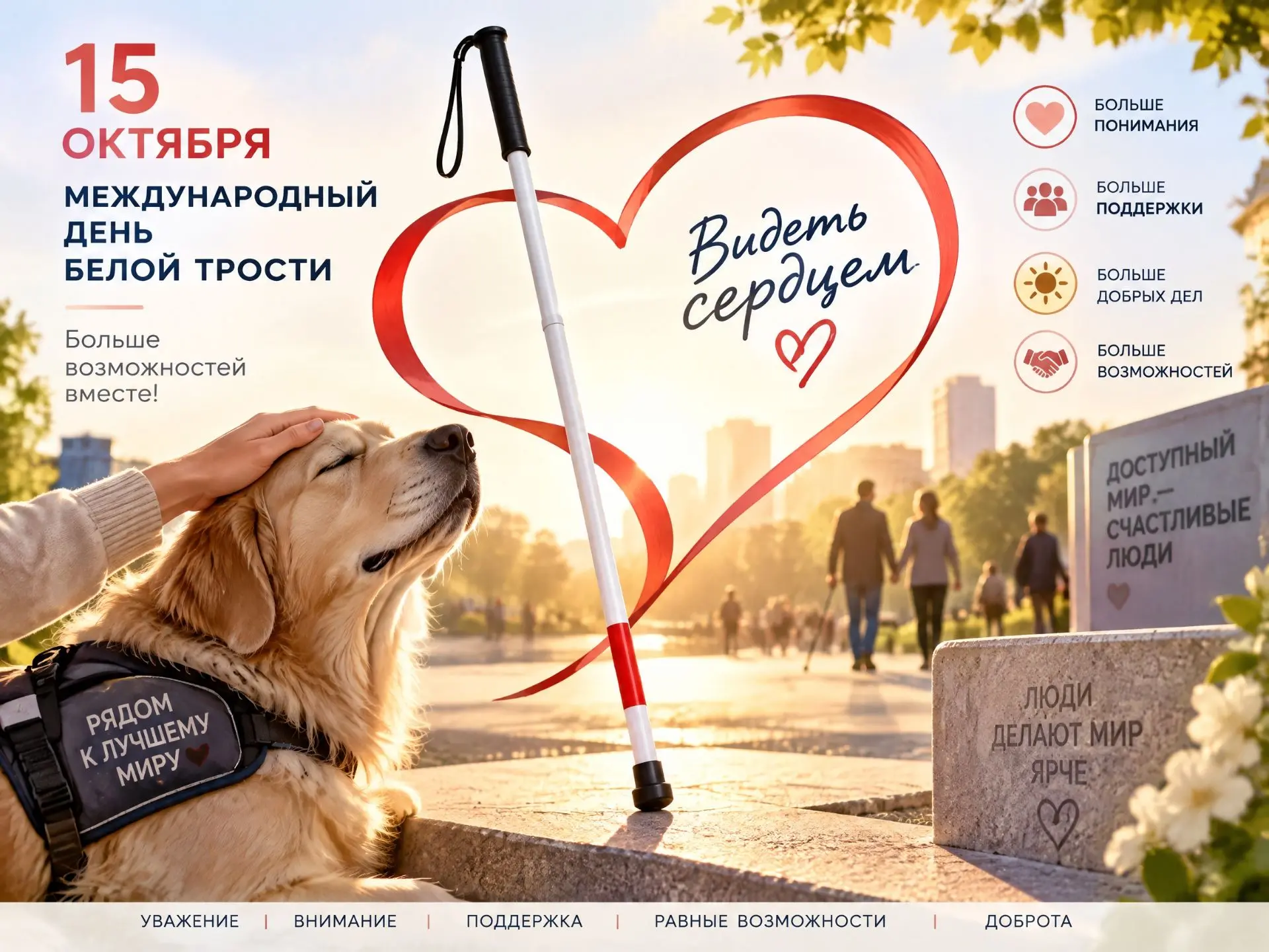 15 октября — Международный день белой трости. День, когда мир учится видеть сердцем 🤍