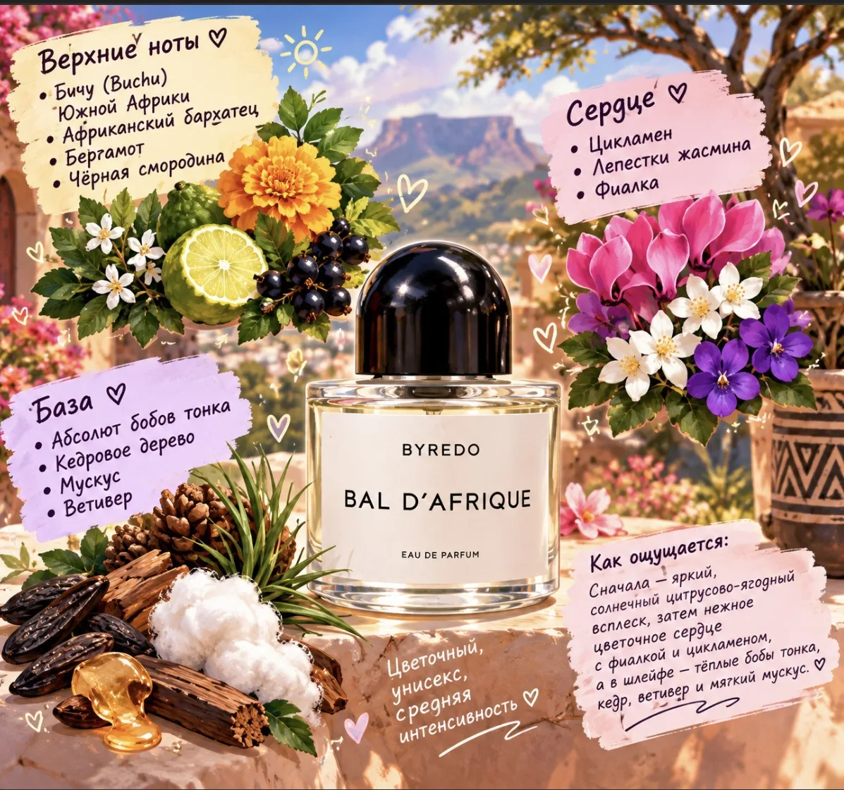 Познакомьтесь с Bal d’Afrique от BYREDO🤍 — унисекс-ароматом средней интенсивности, кот...
