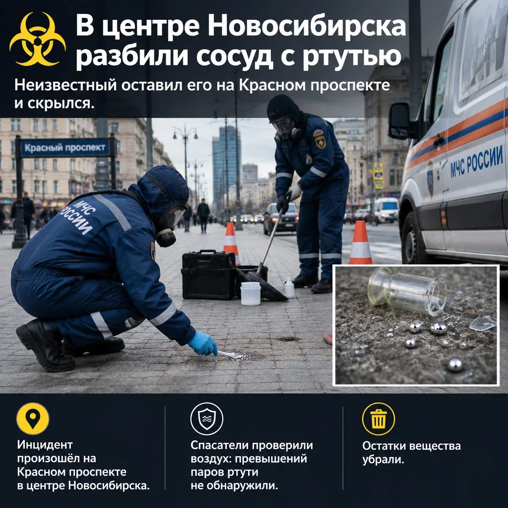☣️ В центре Новосибирска разбили сосуд с ртутью
