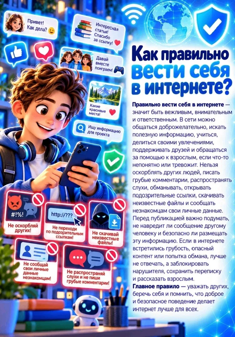 Памятка о том, как вести себя в интернете  и как защитить себя?