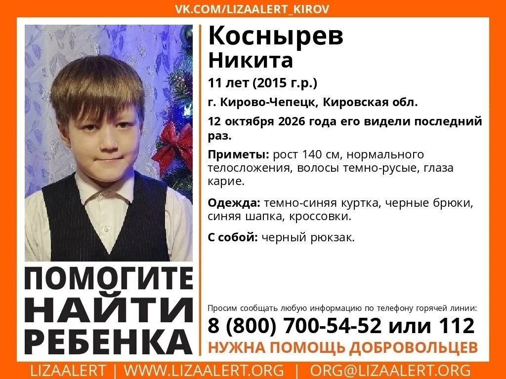 11-летнего мальчика ищут в Кировской области.