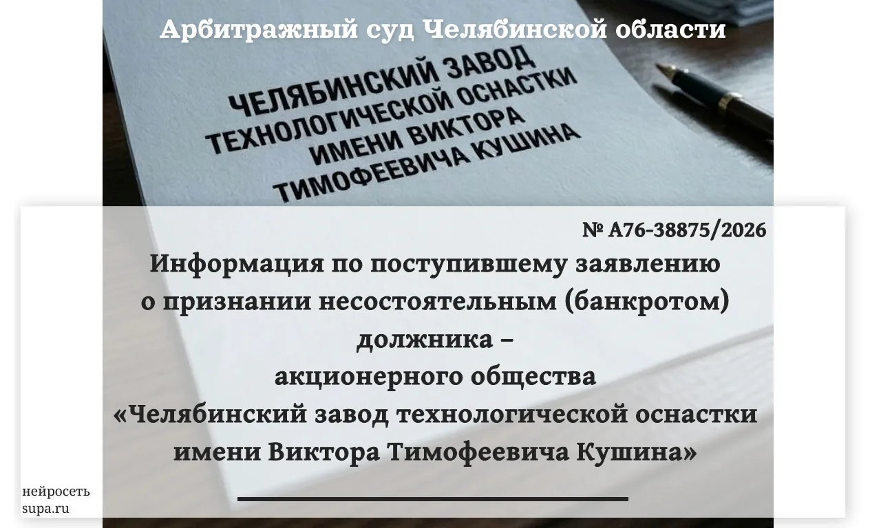 ⚖️   Информация по делу № А76-38875/2026