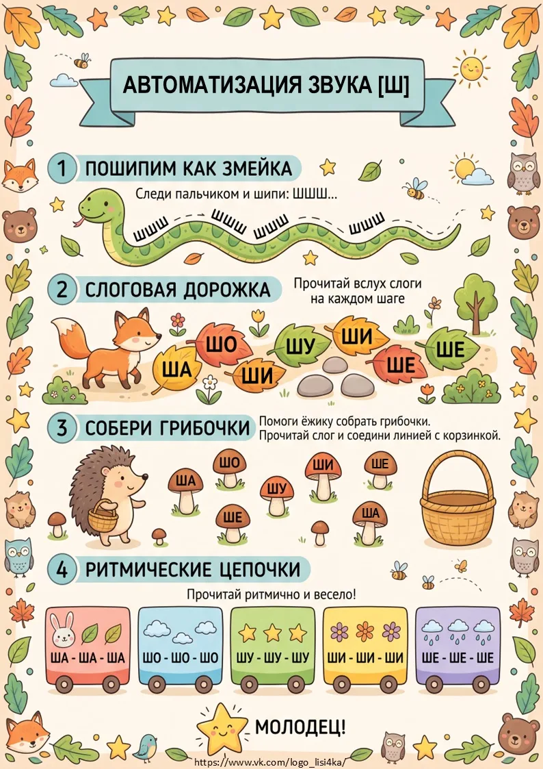 Звук [Ш] в прямых слогах.