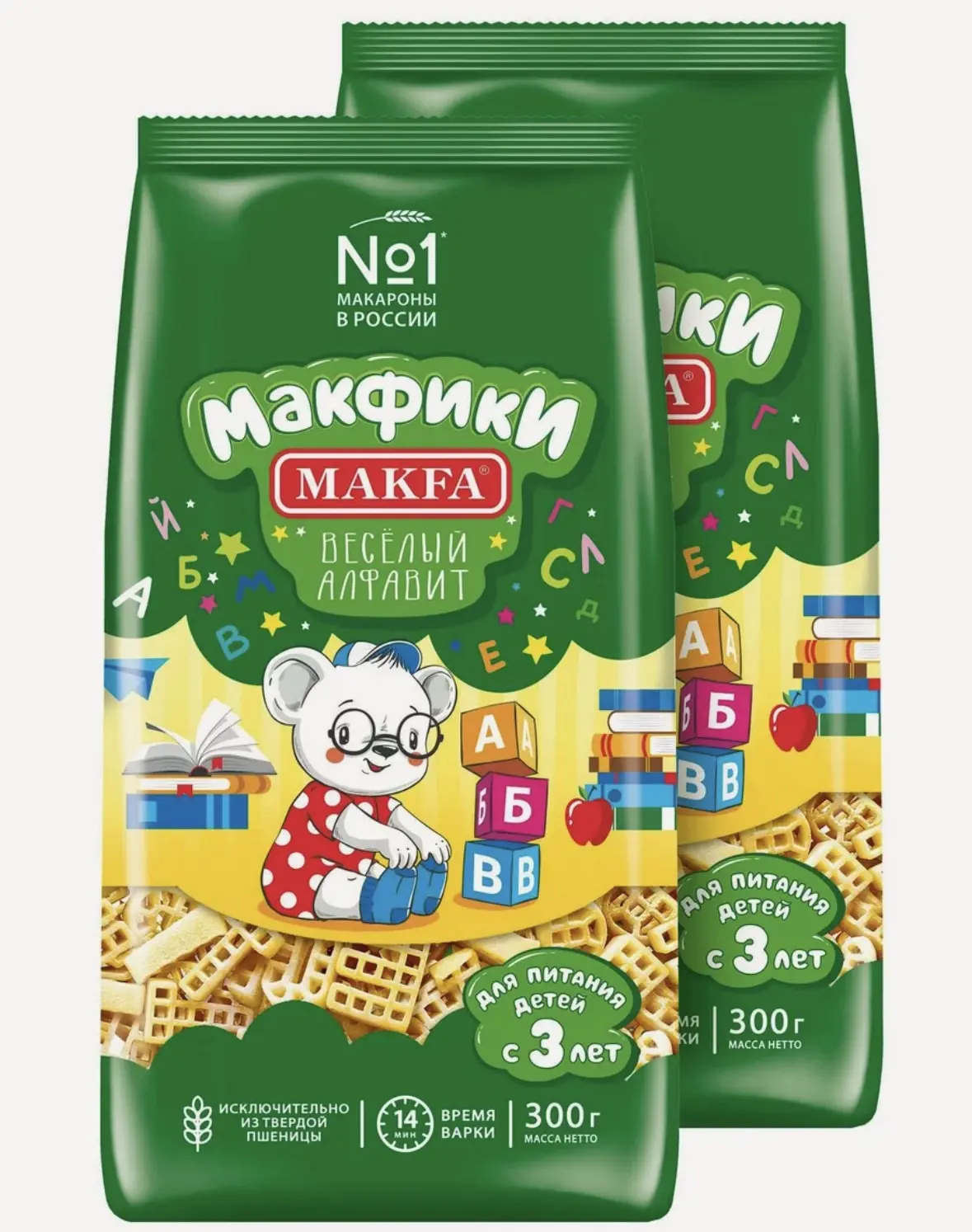 Макароны MAKFA "Веселый Алфавит", 300г, 2 шт