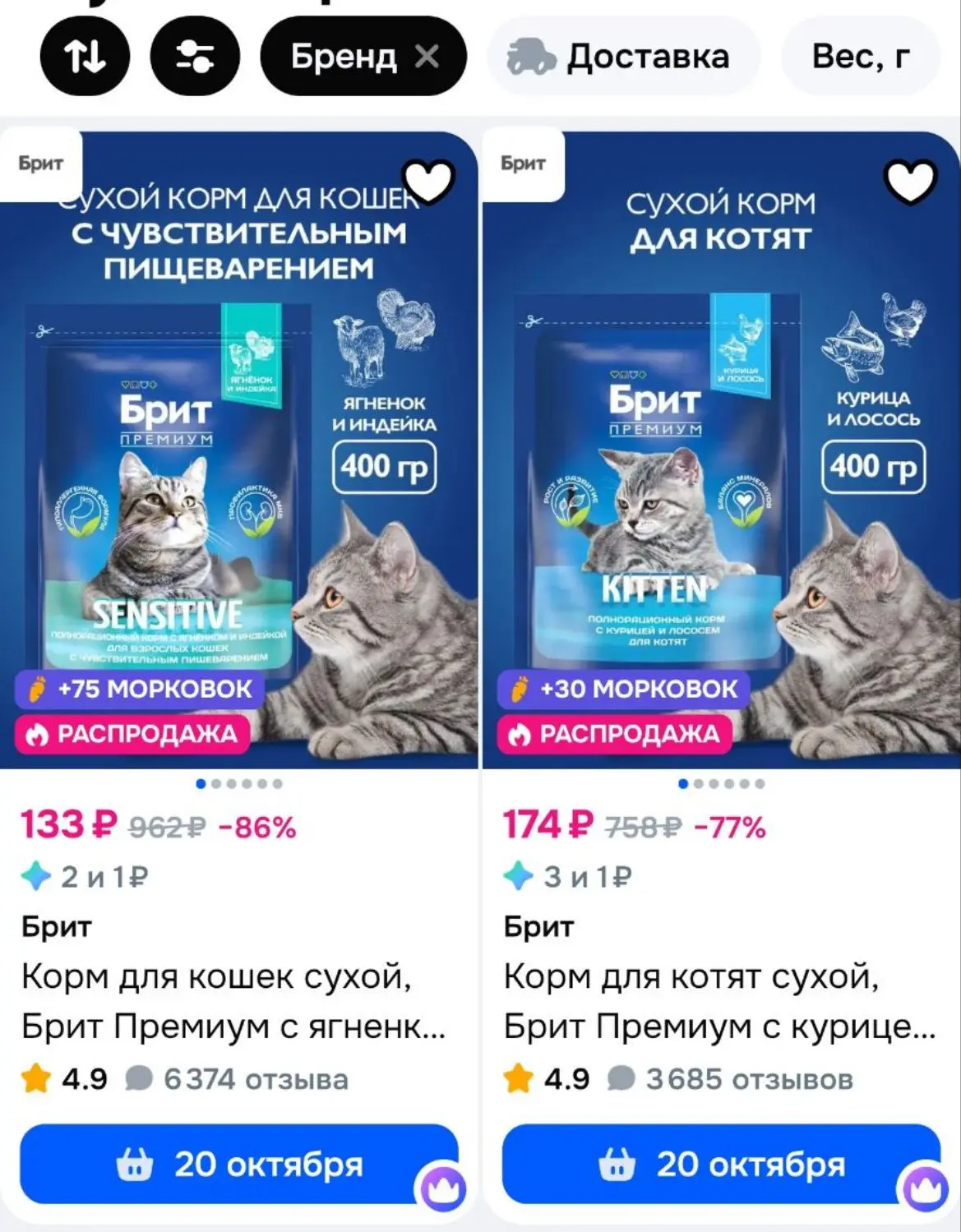 Брит сухой корм