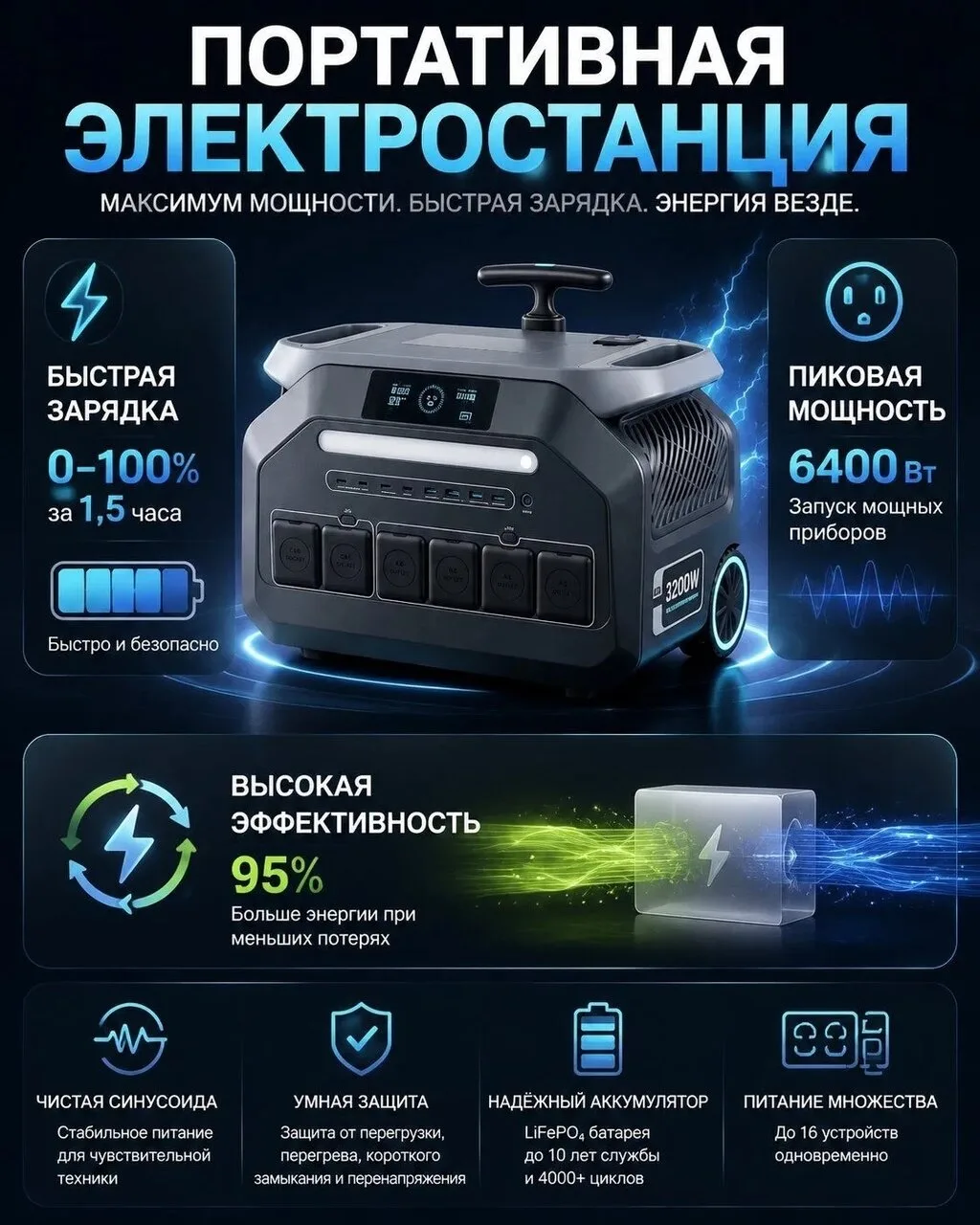 Продам портативную электростанцию, мощность от 500 Вт до 13 кВт