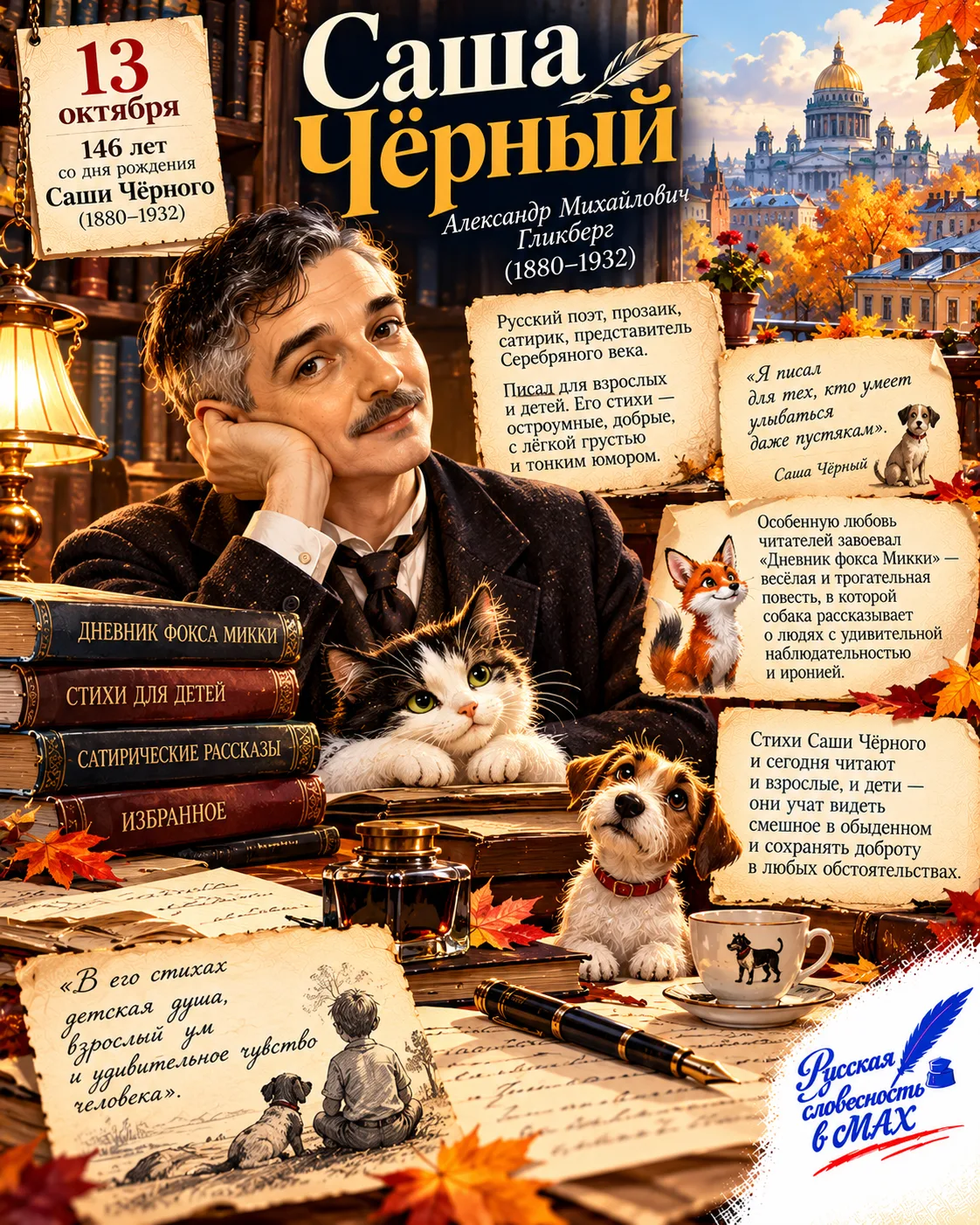 📚 13 октября — день рождения Саши Чёрного!
