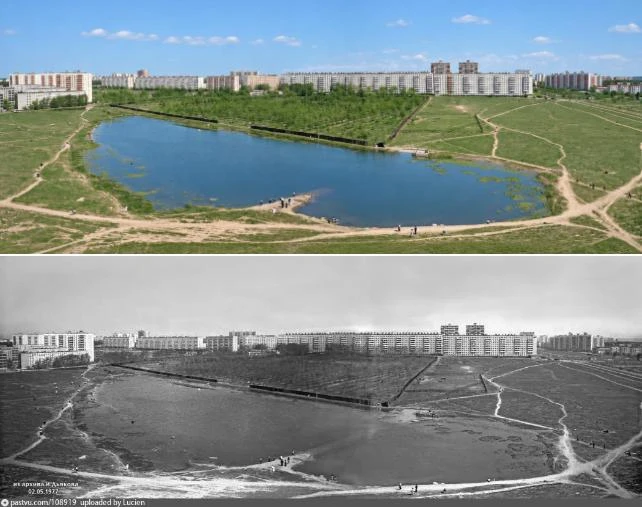 📸💭 Восстановленная и ч/б версия фото — Коровинский (Малый Ангарский) пруд до реконстр...