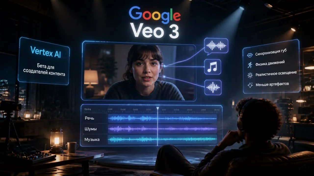 ✅ Google представила Veo 3: генерация видео со встроенным звуком и синхронизацией губ