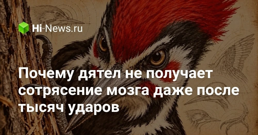Почему дятел не получает сотрясение мозга от ударов клювом по дереву