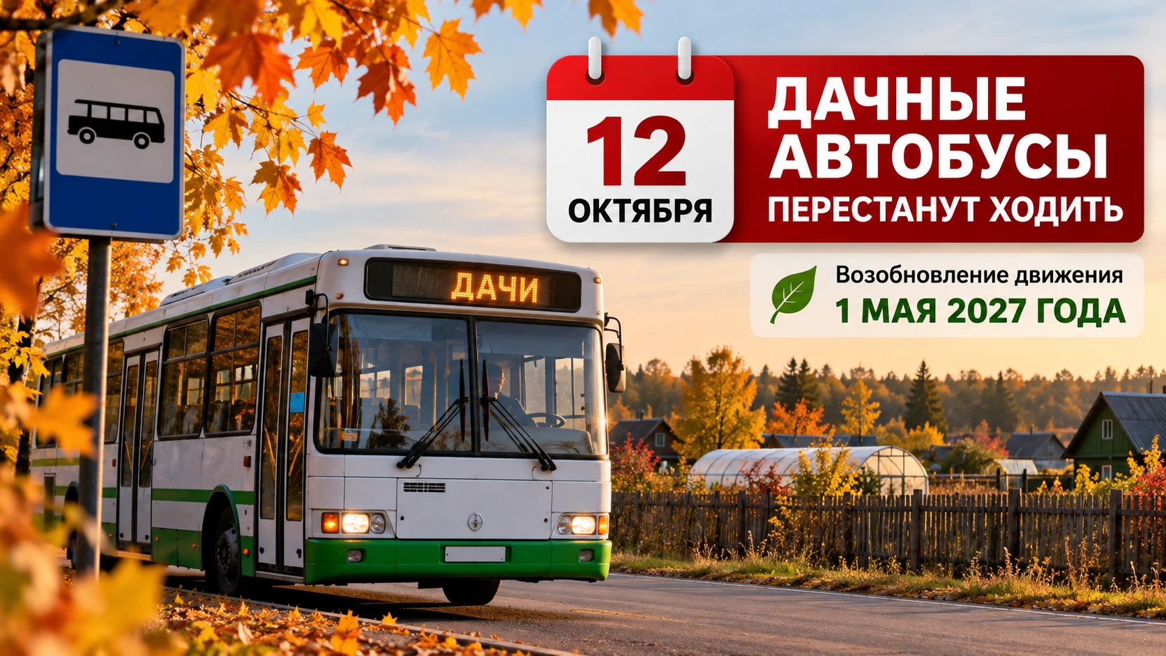 🚌 ДАЧНЫЕ АВТОБУСЫ УХОДЯТ НА ЗИМНИЙ ПЕРЕРЫВ: С 12 ОКТЯБРЯ ЗАВЕРШАЕТСЯ СЕЗОН