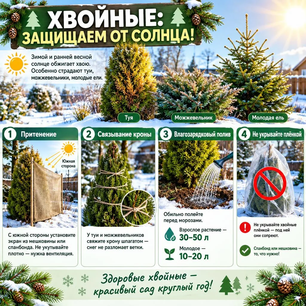 🌲 ХВОЙНЫЕ: ЗАЩИЩАЕМ ОТ СОЛНЦА! 🌲