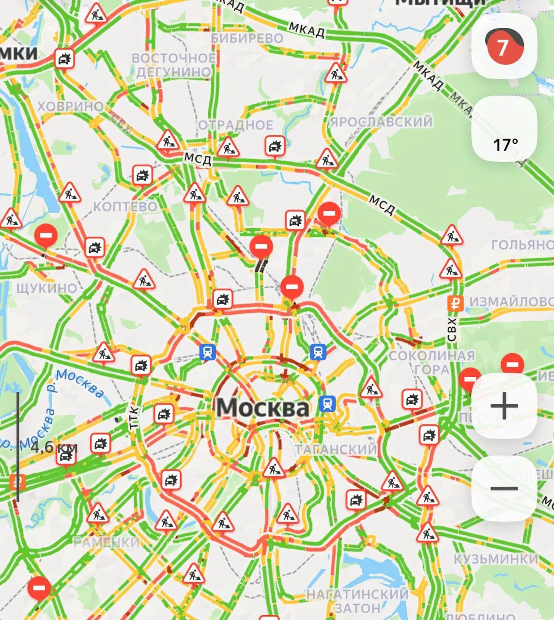 Тем временем в Москве пробки 7 баллов