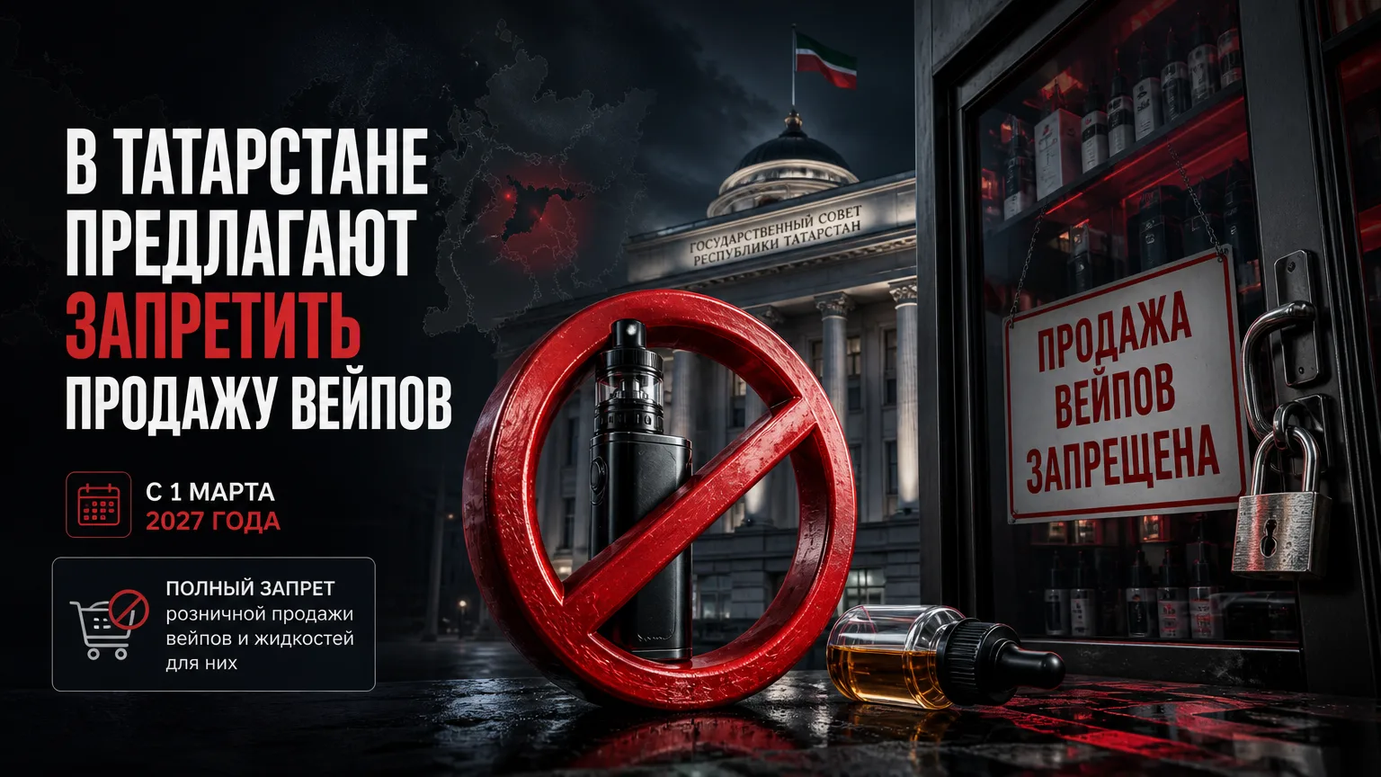 🚭 В Татарстане предлагают запретить продажу вейпов с 1 марта 2027 года