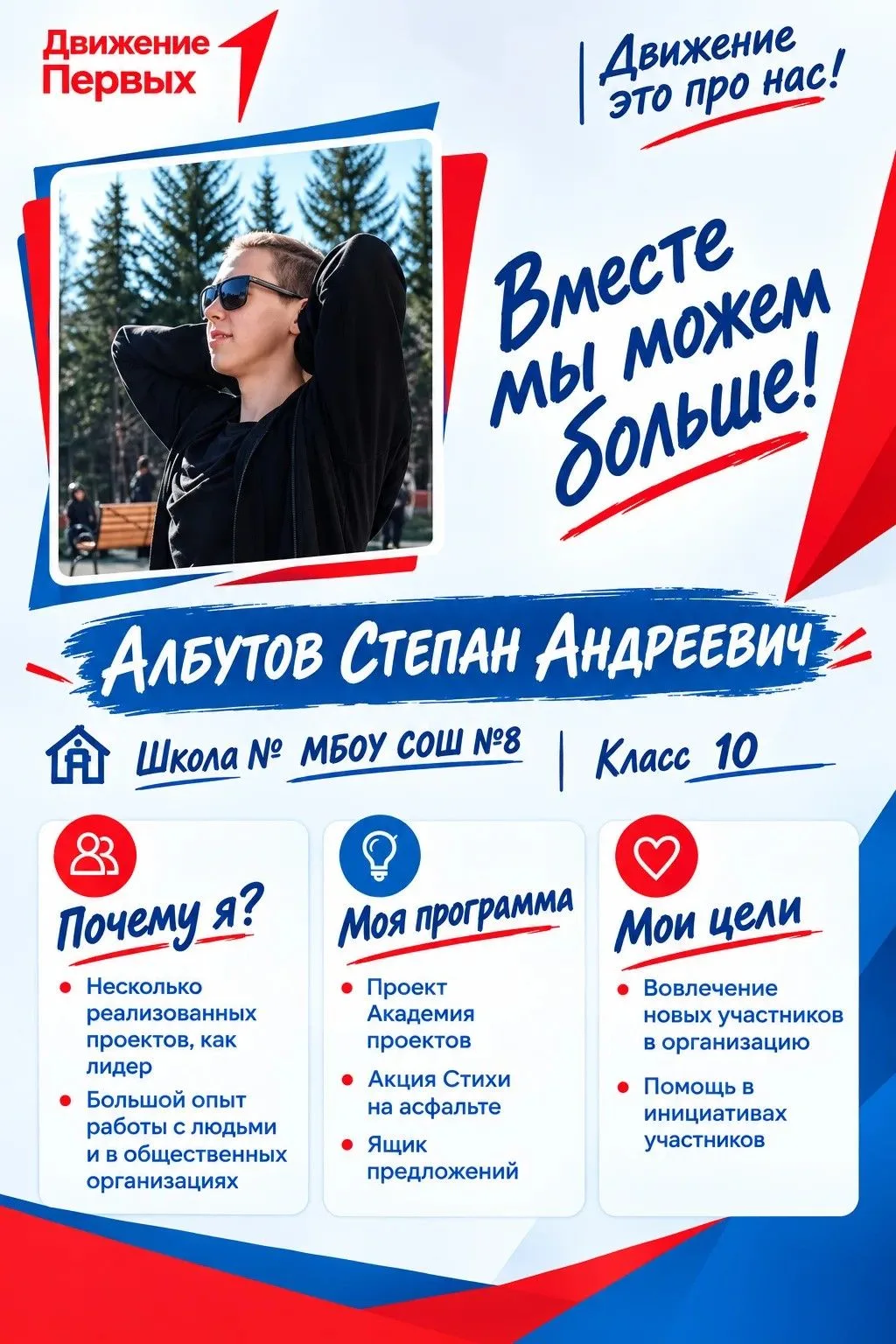 Кандидаты на пост Председателя Совета Первых местного отделения Движения Первых!
