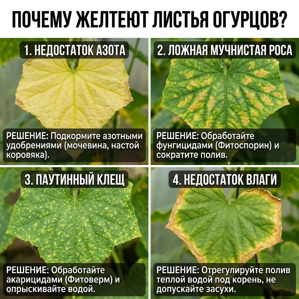 Что делать, если желтеют листья у огурцов?