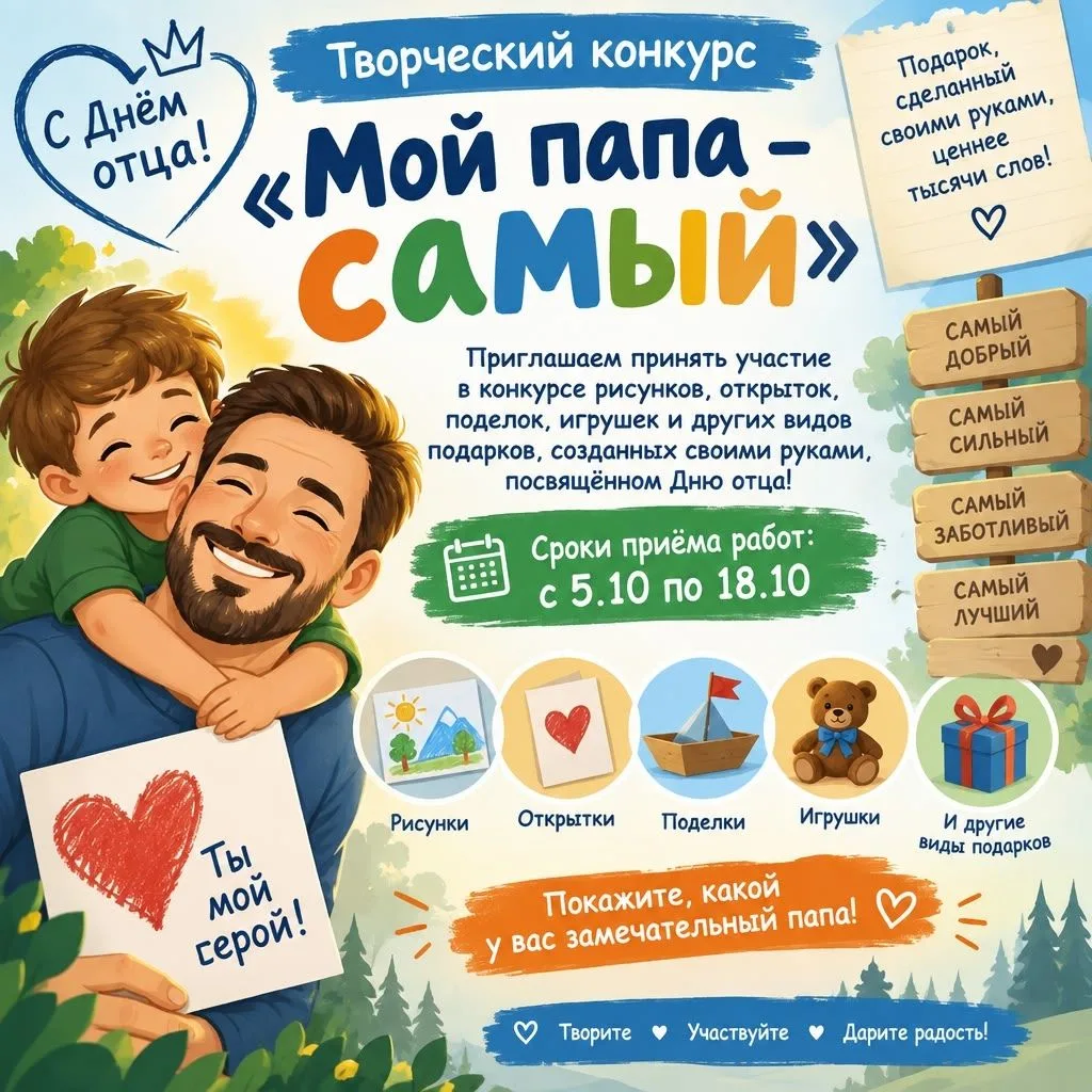 Дом молодёжи «Купчино» проводит онлайн‑конкурс «Мой папа – самый»! 🎉