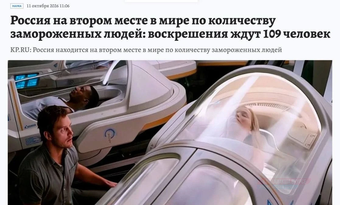 Россия вышла на второе место в мире по количеству замороженных людей.