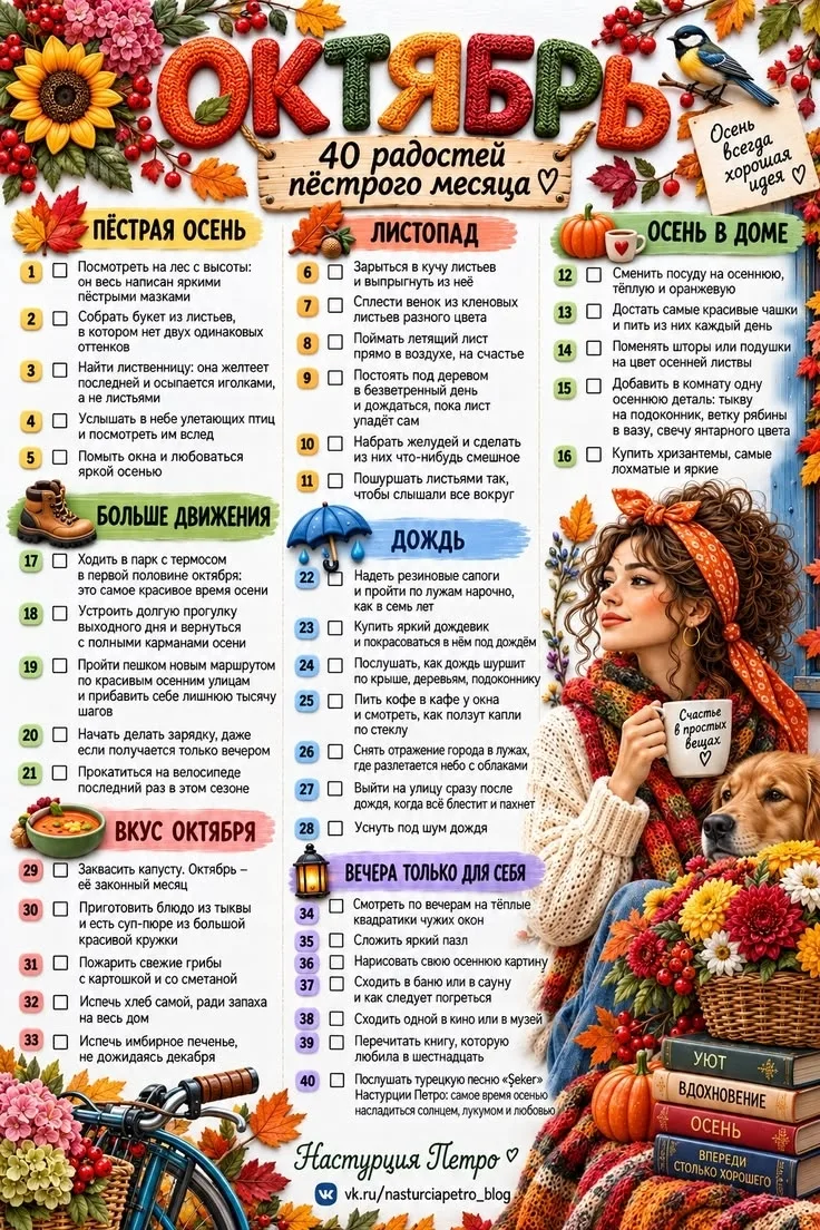 Что делать в октябре, чтобы не пропустить самое красивое время осени? 🍁