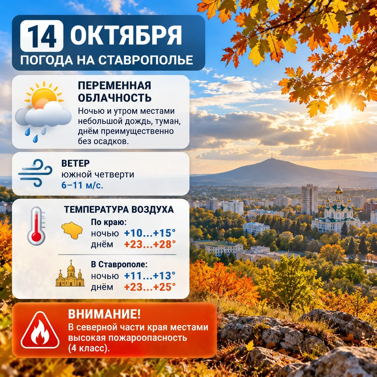 ☀ На Ставрополье 14 октября потеплеет до +28 градусов!