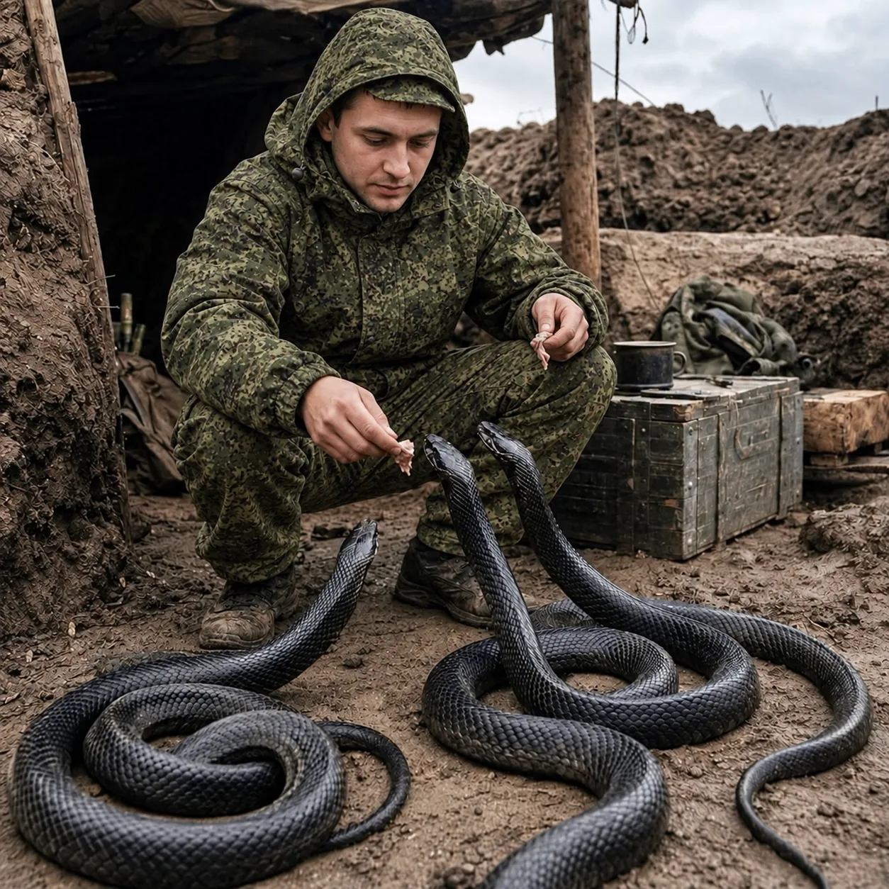 Солдат подкармливал змей ради забавы… Он даже не подозревал, чем однажды это обернётся……
