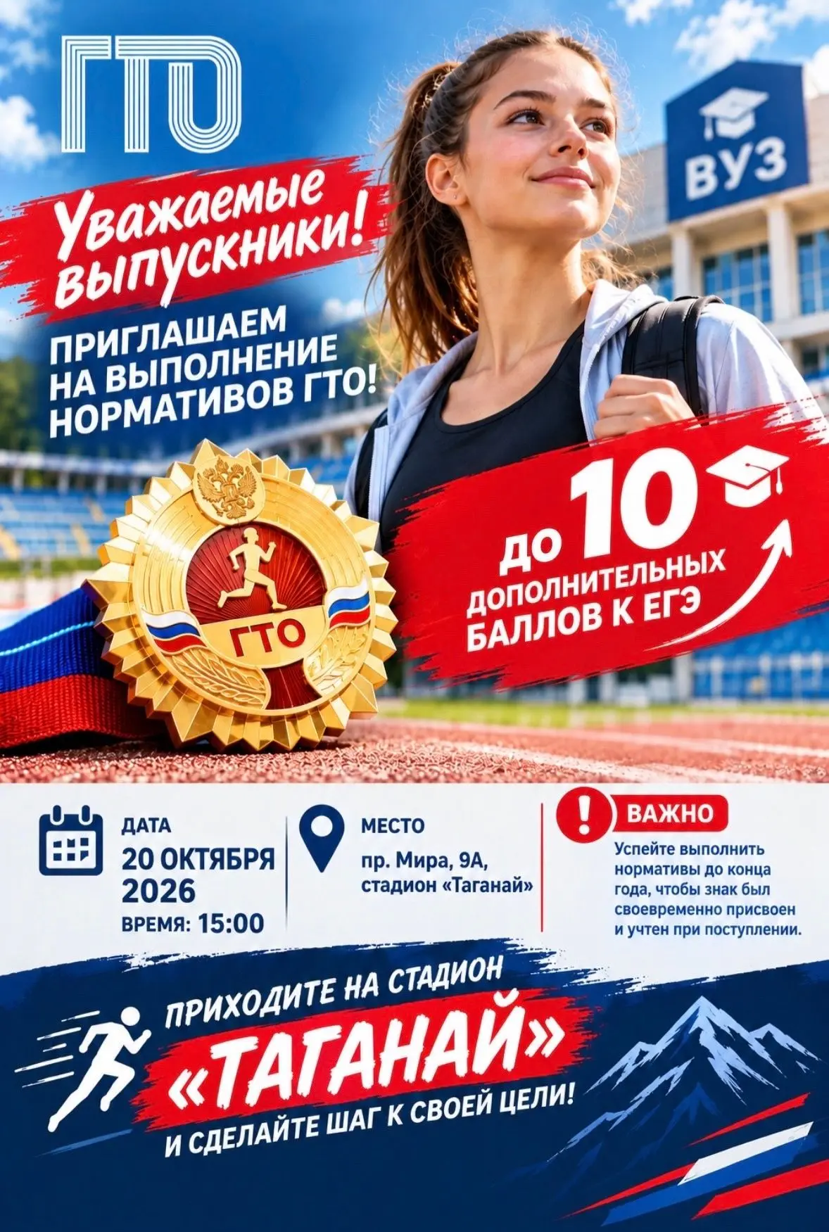 Будущих выпускников Златоуста приглашают принять участие в сдаче нормативов комплекса ГТО.