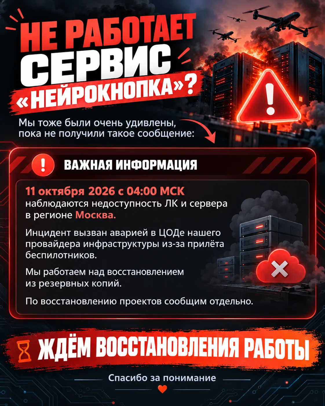 Не работает сервис НейроКнопка? Мы то же били очень удивлены, пока не получили такое со...