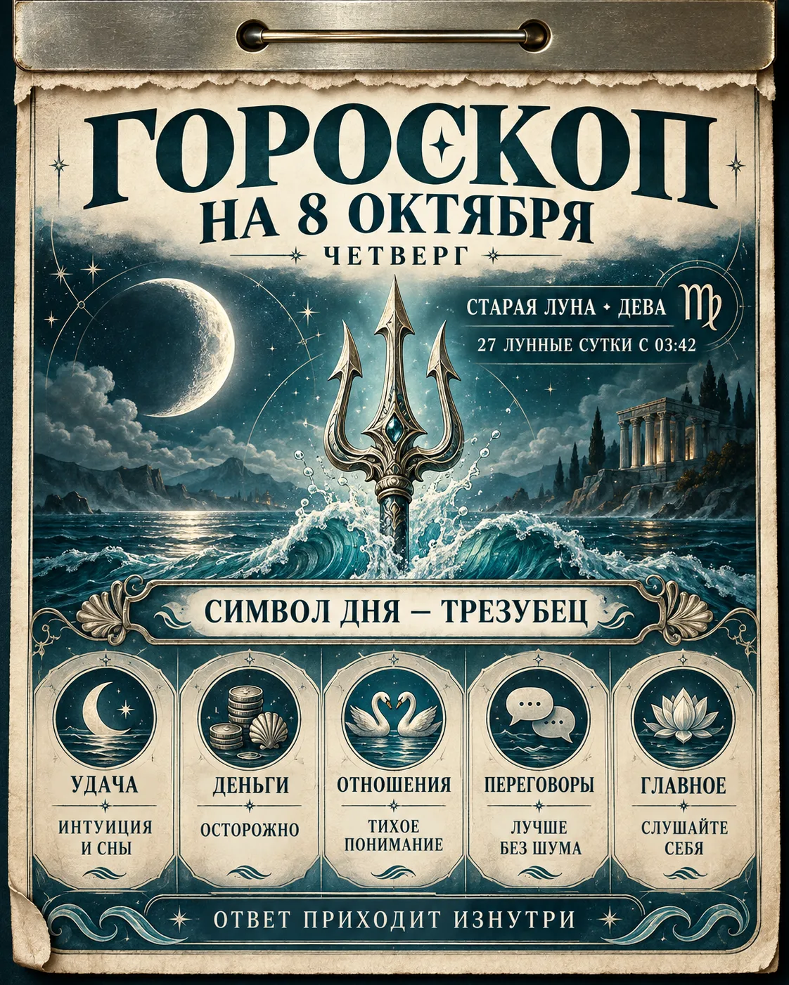 🌙 ГОРОСКОП НА СЕГОДНЯ — 8 ОКТЯБРЯ