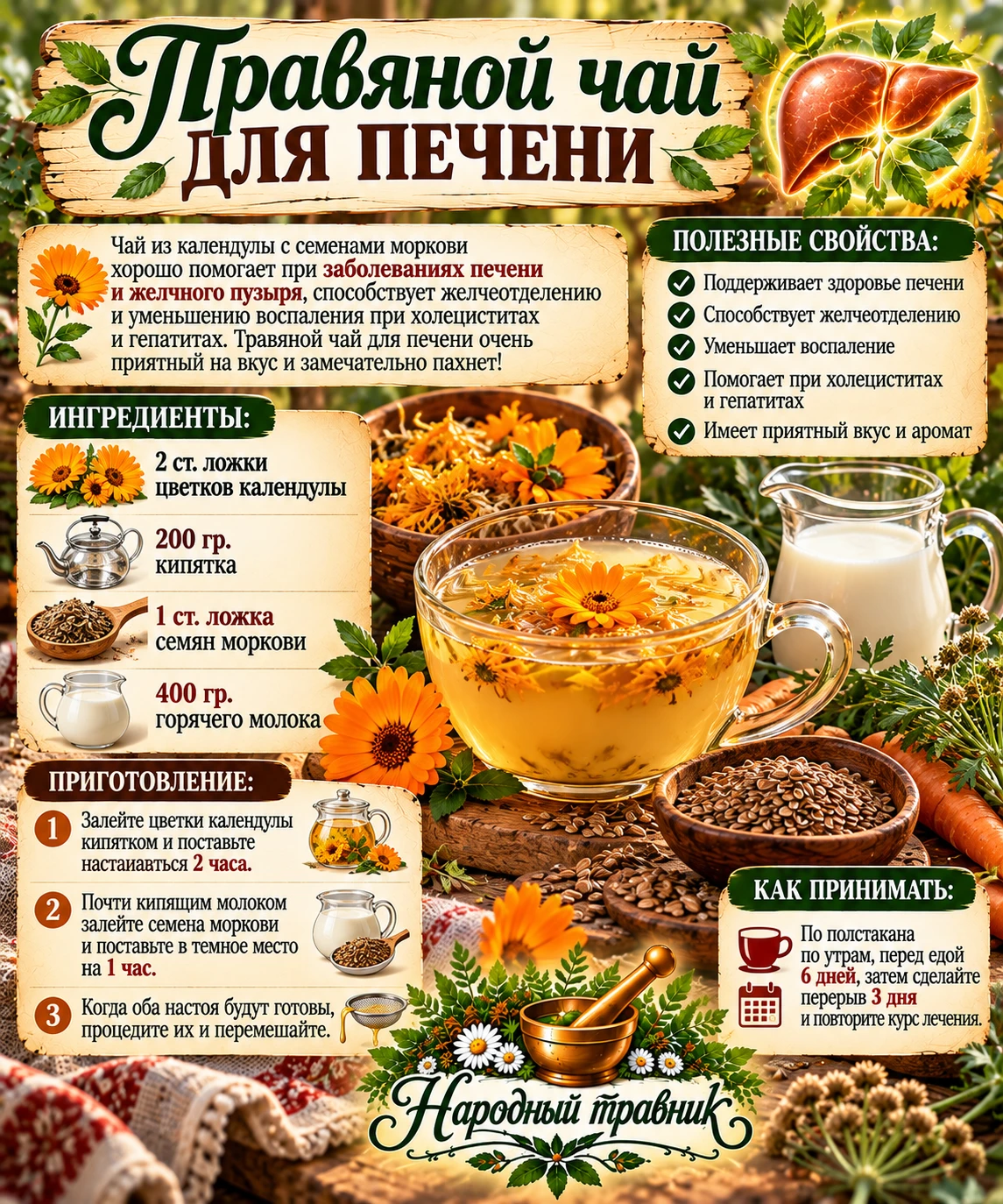 Травяной чай для печени🌿